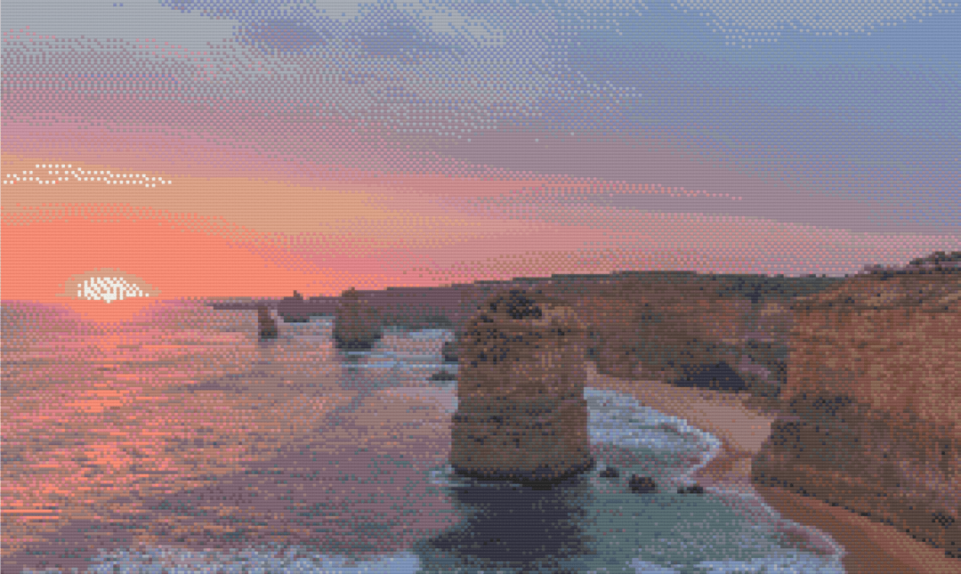 Sunset Serenade of the Apostles artwork shown as a completed diamond painting preview