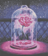 The Enchanted Rose artwork shown as a completed diamond painting preview