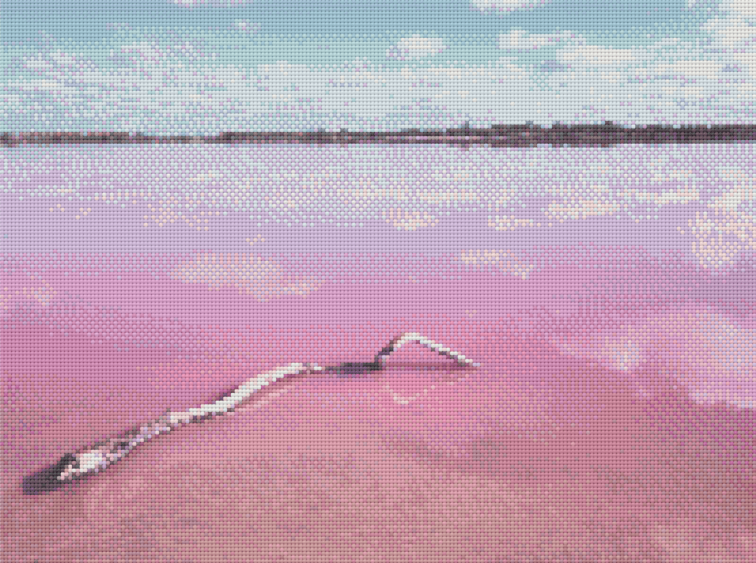 The Pink Lake artwork shown as a completed diamond painting preview