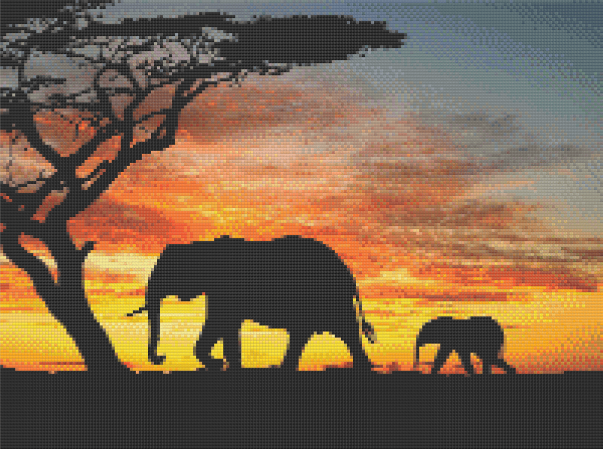 The Savannah artwork shown as a completed diamond painting preview