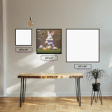 White Easter Bunny diamond painting displayed in a room setting